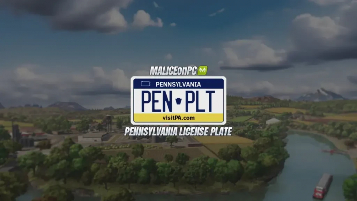 fs25-mods,  Farming Simulator 25 mod showcasing Pennsylvania license plate from the Pennsylvania License Plate v1.0.0.0 in-game mod.