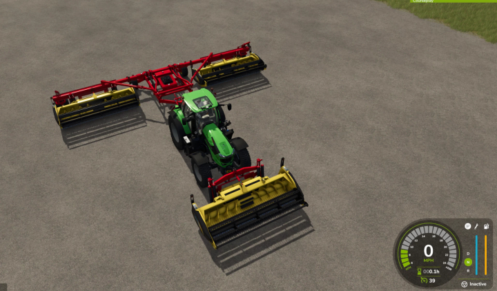 fs25-mods,  Farming Simulator 25 mod featuring the Phibar Cutter v1.0.0.0 equipped on a green tractor for efficient crop processing.