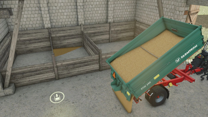 fs25-mods,  Farming Simulator 25 mod: Small Polish Buildings Pack with detailed farm buildings, including grain storage, in FS25 game.
