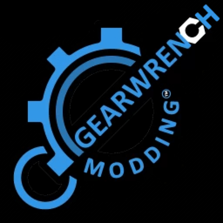fs25-mods, Farming Simulator 25 mod featuring GearWrench Wheel Pack v1.0.0.0, showcasing a gear and wrench logo for FS25 mods.