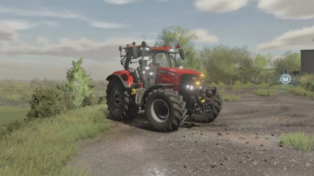 Farming Simulator 25 mod: FS25 Case IH Puma CVX v1.0.0.0 tractor on a dirt path with greenery in the background.