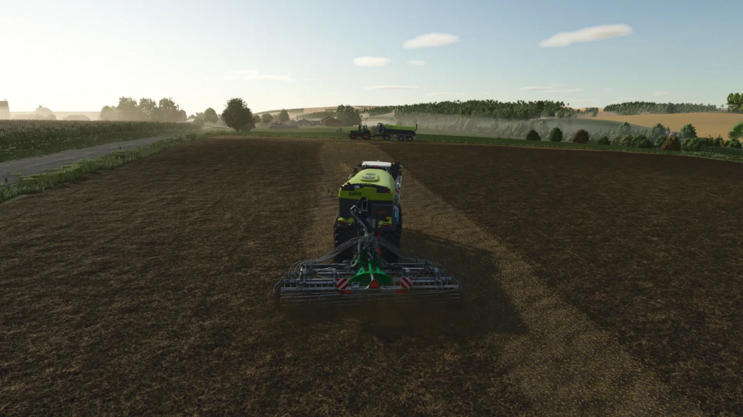 Farming Simulator 25 mod showing a tractor with a field texture pack, demonstrating realistic textures and Farming Simulator 25 mods.