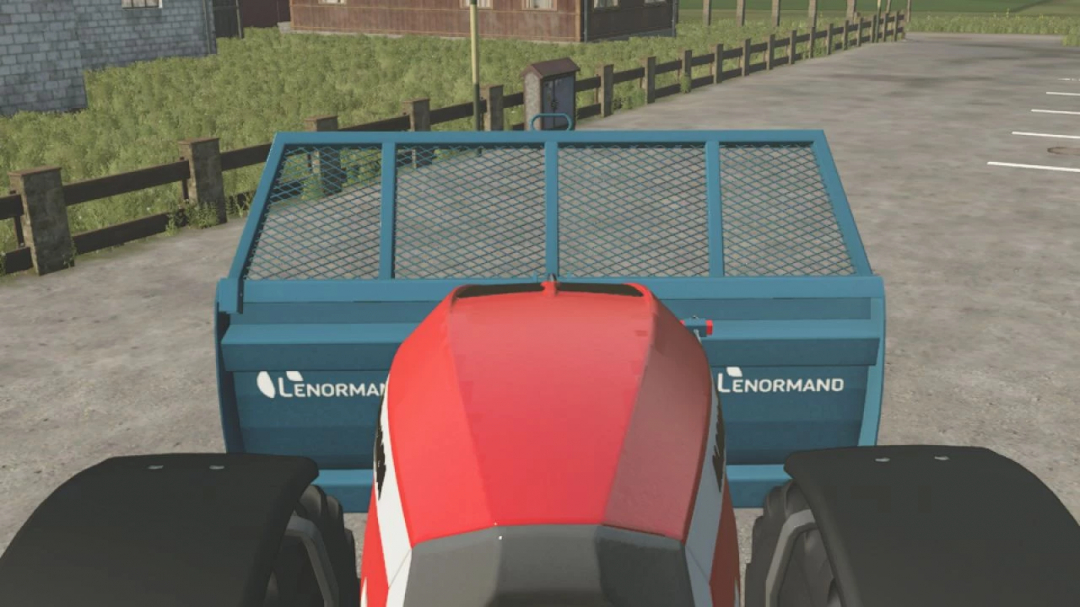 Farming Simulator 25 mod: LeNormand silage blade v1.0.0.0 attached to tractor, used for silage operations in the game.
