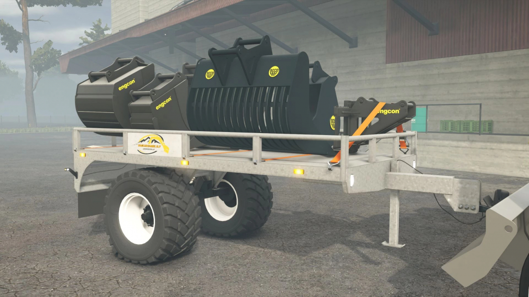 Farming Simulator 25 mod: Lizard VG Bakken Kar v1.0.0.0 trailer with Engcon buckets for FS25.