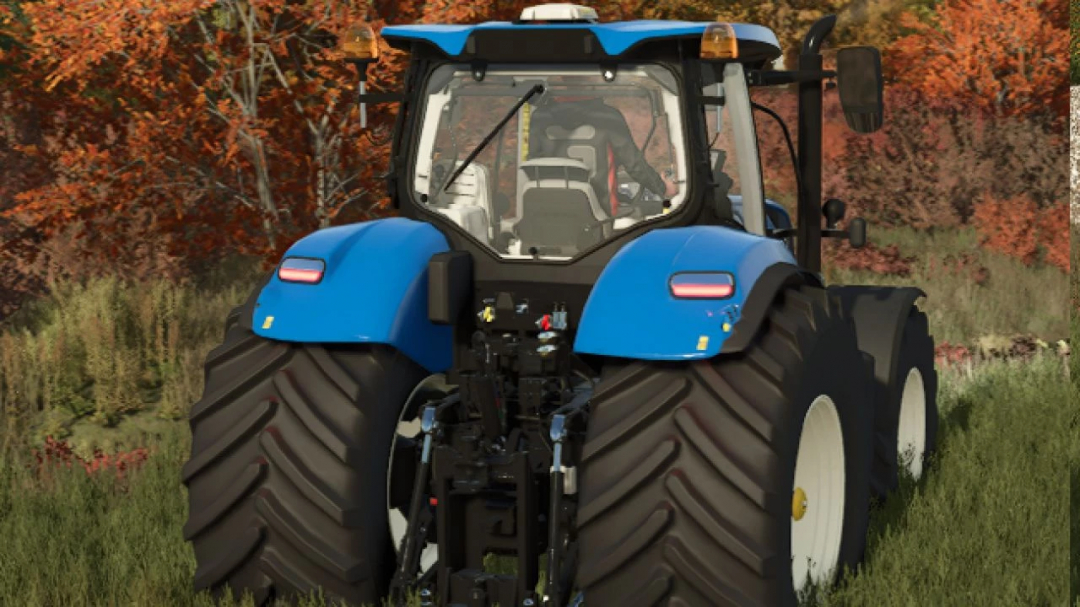 Farming Simulator 25 mod featuring the New Holland T7 Series tractor on a grassy field, perfect for FS25 mods enthusiasts.