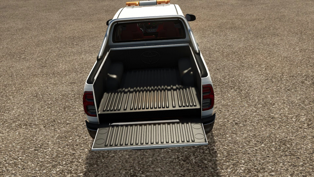 Farming Simulator 25 mod: Toyota Hilux 2021 Edited v1.0.0.0 pickup truck with open tailgate.