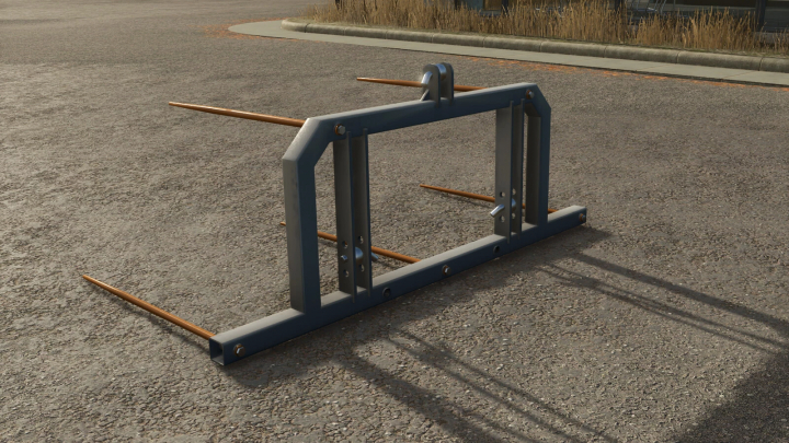 fs25-mods, Farming Simulator 25 mod: 3 Point Bale Spike v1.0.0.0, a vehicle attachment for loading bales with metal frame and orange prongs.