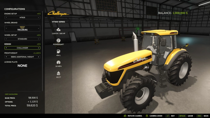 fs25-mods,  Farming Simulator 25 mod featuring the Agco Challenger 600 tractor with custom configuration options.