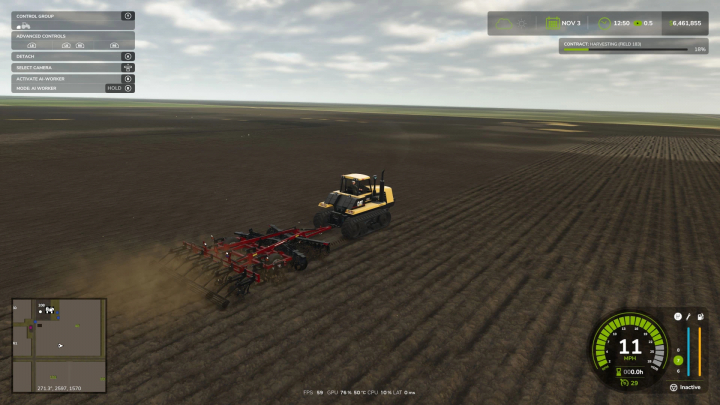 fs25-mods, Farming Simulator 25: Tractor with ripper mod cultivating large fields, part of FS25 mods collection.