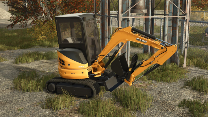 fs25-mods, Farming Simulator 25 mod featuring a Case CX35 mini excavator on a grassy construction site.