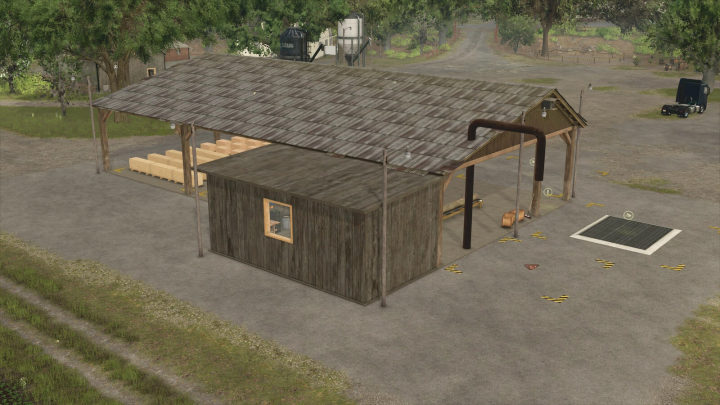 fs25-mods, Farming Simulator 25 mod - Custom Production Saw Mill for plant processing and wood cutting.