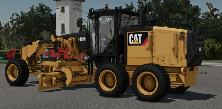 fs22-mods, FS22 CAT140M3 v1.0.0.0 mod in Farming Simulator 22, heavy construction machinery with CAT branding, yellow and black color, detailed design.