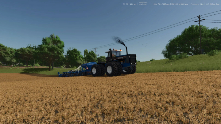 fs25-mods,  Farming Simulator 25 mod featuring a Ford Versatile 976 tractor with attached seeder on a wheat field.
