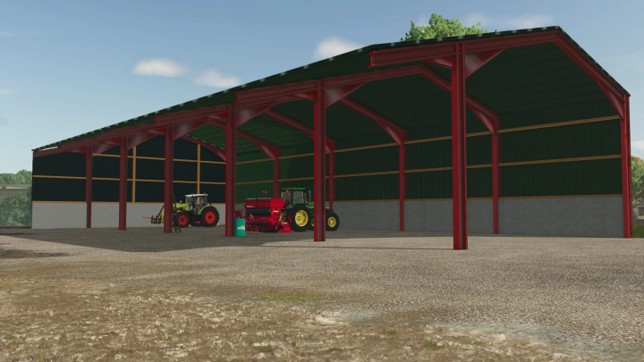 fs25-mods,  Farming Simulator 25 mod 'Front Shed v1.0.0.0' with tractors inside, part of FS25 mods collection.