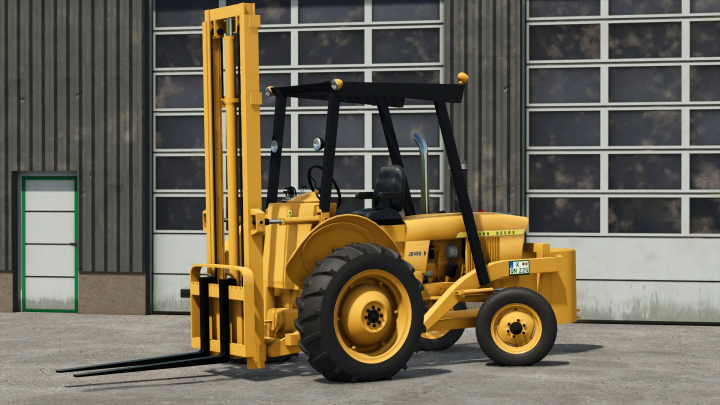 fs25-mods, Yellow John Deere forklift in Farming Simulator 25, featuring realistic details for FS25 mods.
