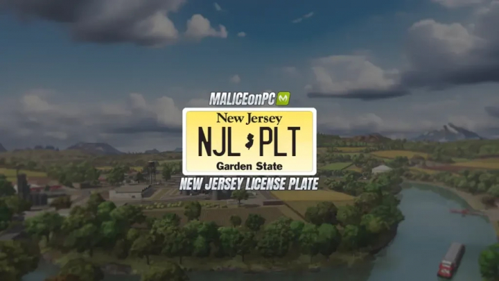 fs25-mods,  Farming Simulator 25 mod image showing a New Jersey license plate in the game, part of FS25 mods.