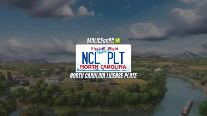 fs25-mods, Farming Simulator 25 mod showcasing North Carolina license plate, North Carolina license plate mod, FS25 mods.