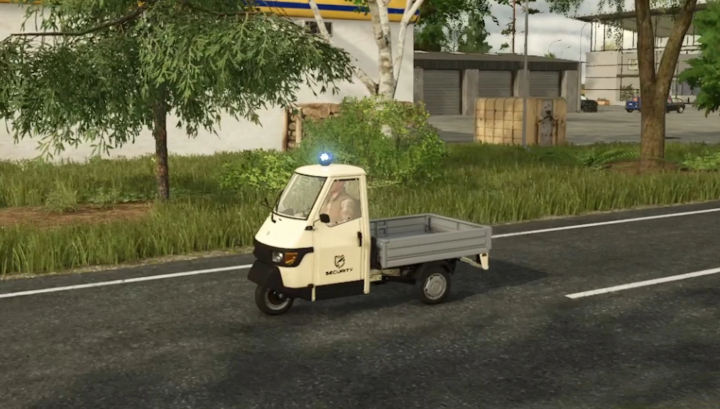 fs25-mods,  Farming Simulator 25 mod - Security Ape v1.0.0.0: small security utility vehicle on the roadside, part of FS25 mods collection.