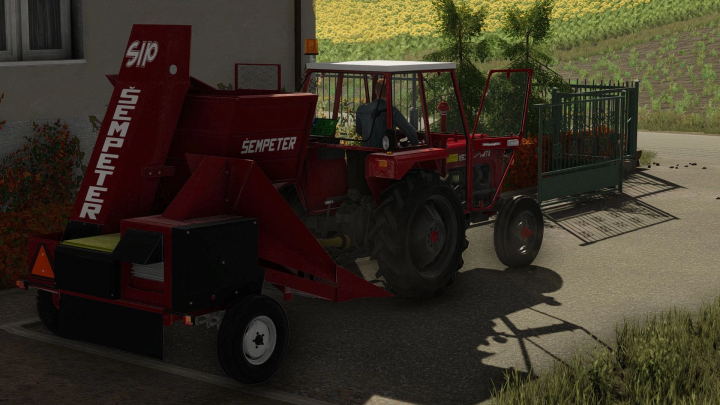 fs22-mods,  Farming Simulator 22 mod: Sip Sempeter Eko 3500 vehicle with trailer, designated for farming tasks, in a rural setting.