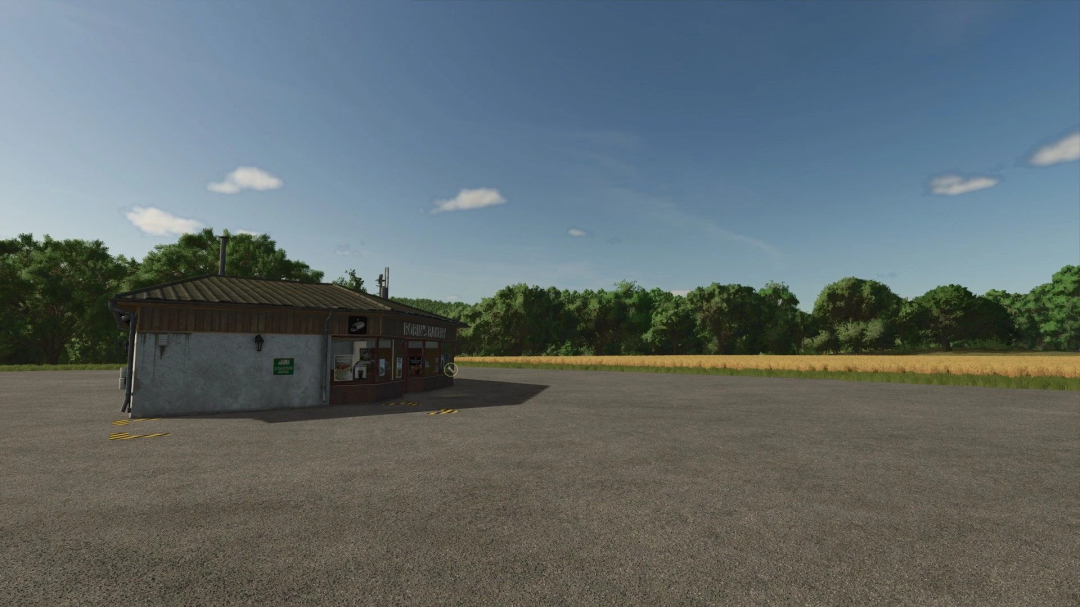 Farming Simulator 25 mod image showcasing a bakery building in a rural area.
