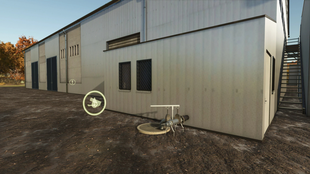 Farming Simulator 25 mod: FS25 DriveIn WobbyTec v1.0.0.0 building exterior with pipes and stairs, part of Farming Simulator 25 mods.