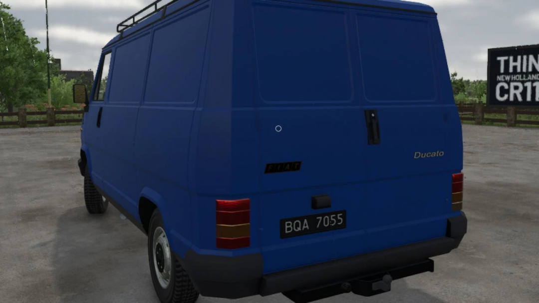 Farming Simulator 25 mod: blue Fiat Ducato 1.9 TD van in the game, part of FS25 mods collection.