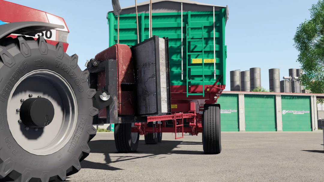 Farming Simulator 25 mod: Home Made Concrete Weight v1.0.0.0 attached to agricultural machinery, ready for fieldwork.