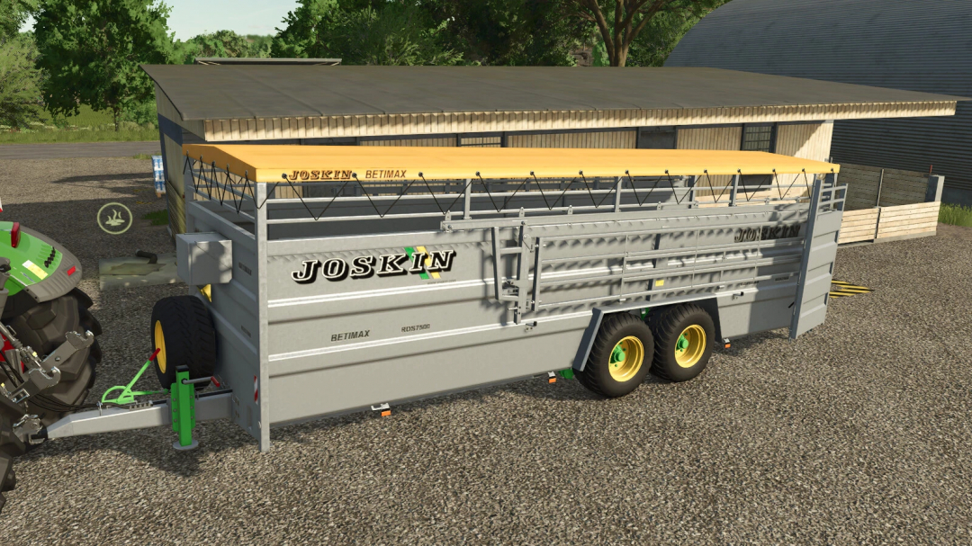 Farming Simulator 25 mod: Joskin Betimax RDS 7500 slurry tanker attached to a tractor, detailed in-game depiction from FS25 mods.