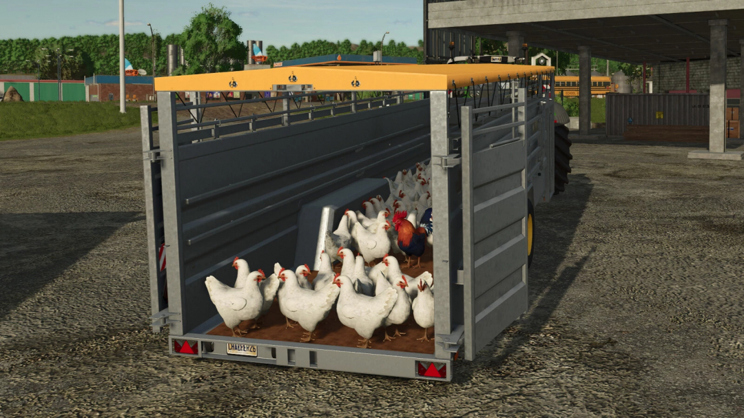 Farming Simulator 25 mod showing a trailer loaded with chickens, part of the FS25 mods collection for Farming Simulator 25.
