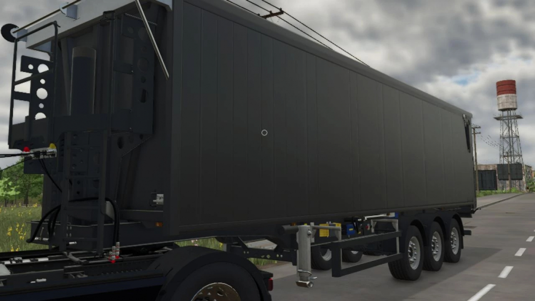FS25 mod: Black Krampe SKS 30/1050 trailer in Farming Simulator 25, detailed for realistic farming equipment.