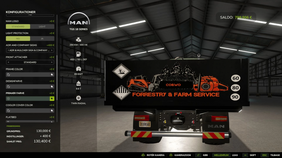 Farming Simulator 25 mod image featuring a MAN TGS 18 with 4x4 and crane, used for forestry and farm service in FS25 mods.