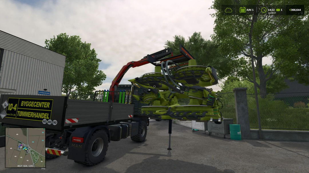 Farming Simulator 25 mod showing a MAN TGS 18 with 4x4 and crane, used for transporting and handling equipment in Farming Simulator 25.