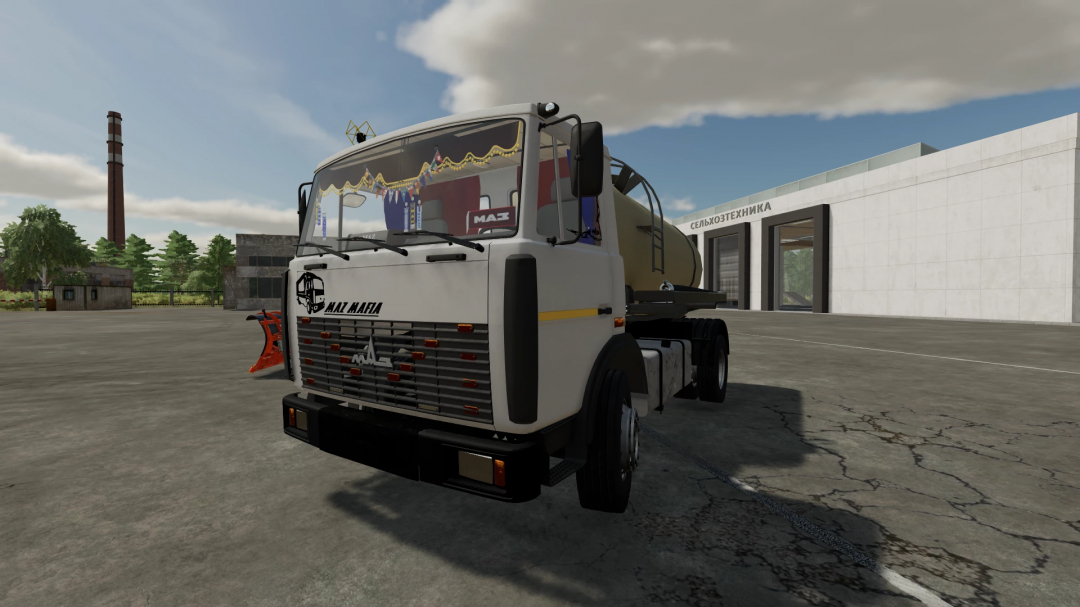 Farming Simulator 22 mod showcasing a MAZ 5337 truck with a water tank, part of FS22 mods collection.