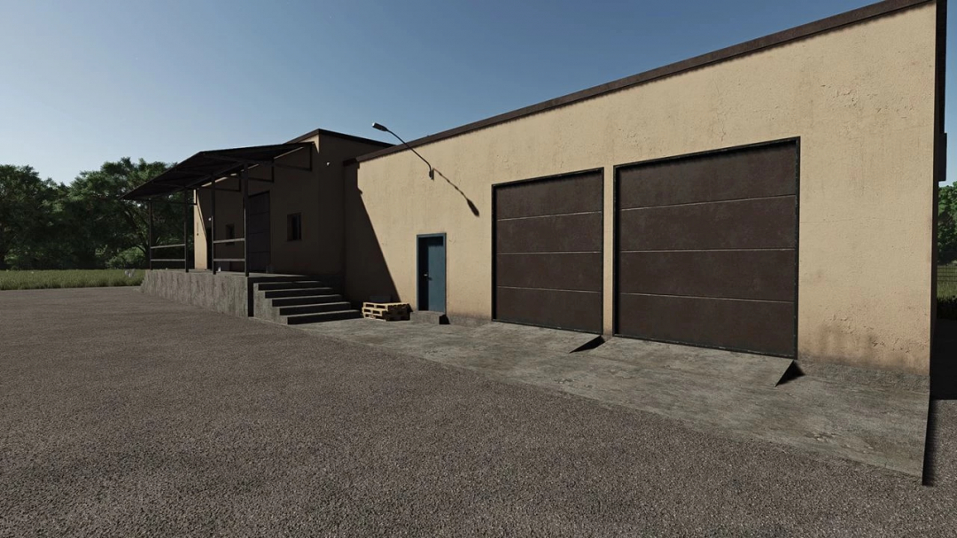 Farming Simulator 25 mod: Meat Processing Plant v1.0.0.0 building for FS25 mods, industrial facility for meat processing.