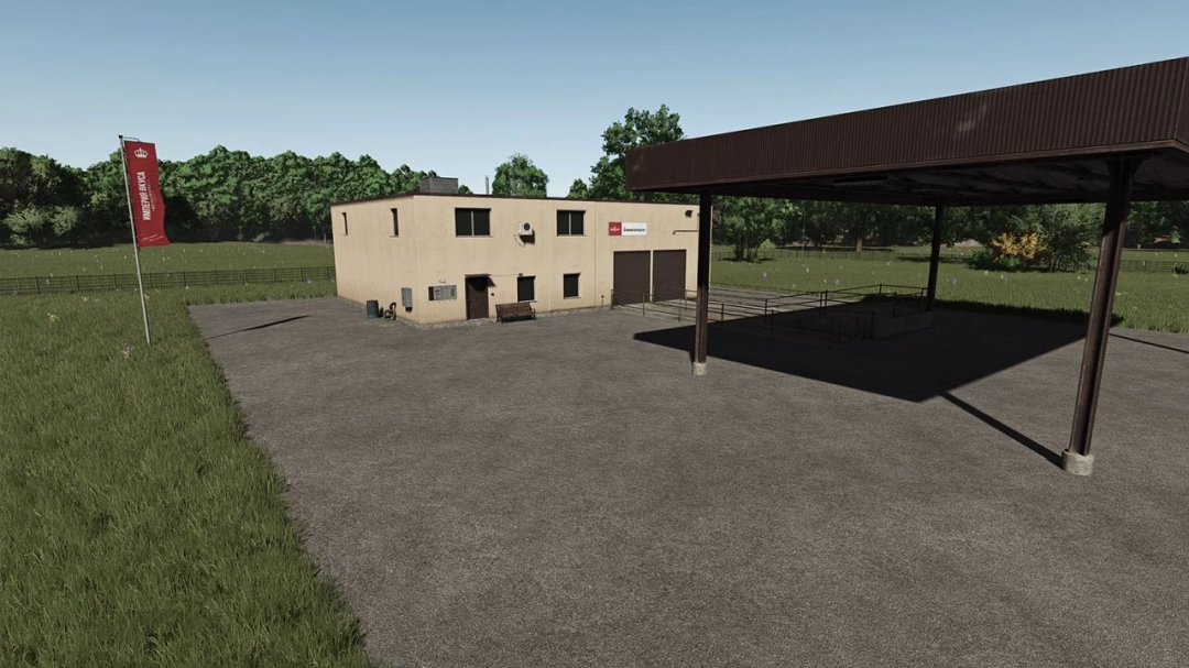 Farming Simulator 25 mods: Meat Processing Plant v1.0.0.0, a detailed building with outdoor area for processing meat in FS25.