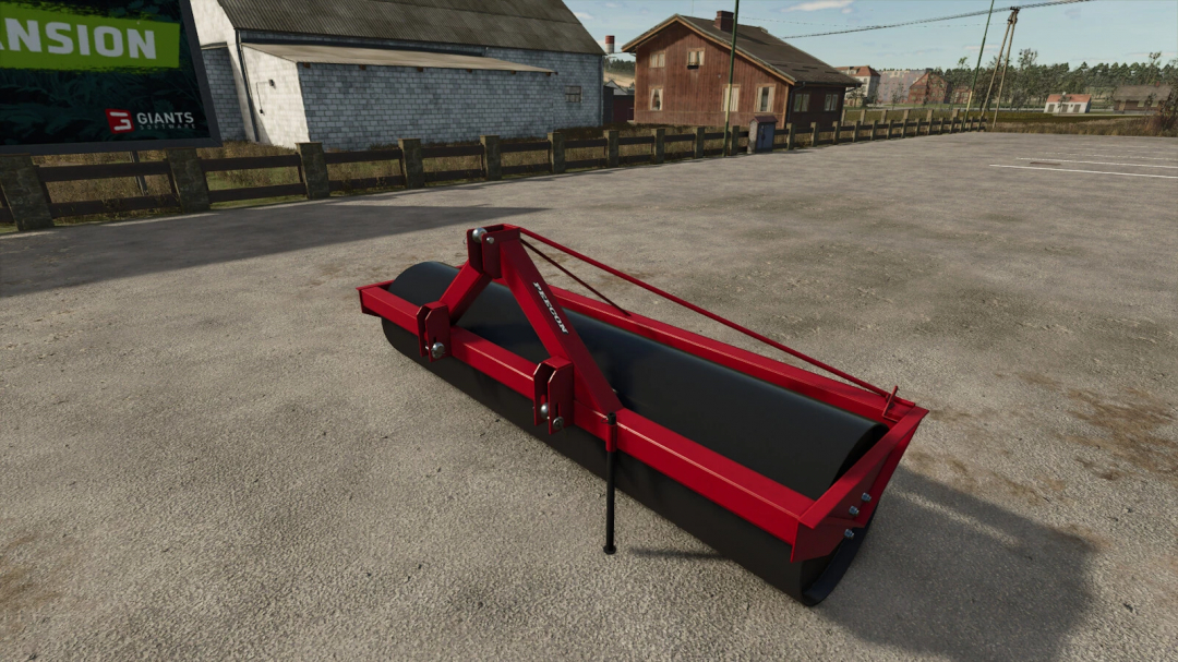 Farming Simulator 25 mods: Peecon LR290 Roller v1.0.0.0, a red agricultural roller for soil preparation in FS25.