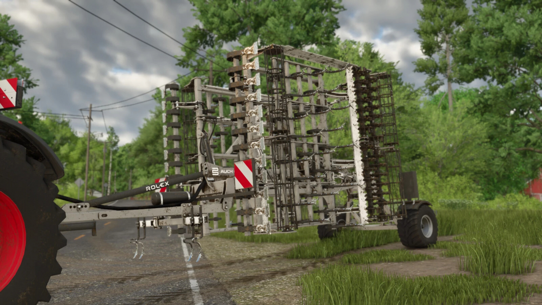 Farming Simulator 25 mod: ROL-EX AUCH 600 v1.0.0.0, a large agricultural implement for fieldwork in FS25.