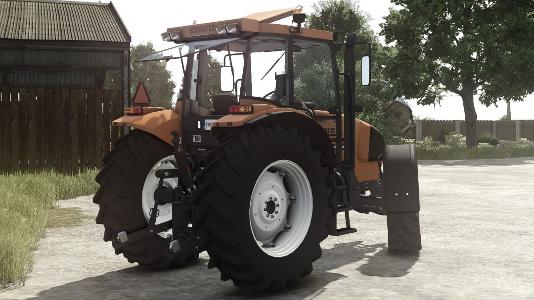 Farming Simulator 25 mod: Renault Ares 600 tractor with realistic details and large tires, ideal for farming tasks in FS25.