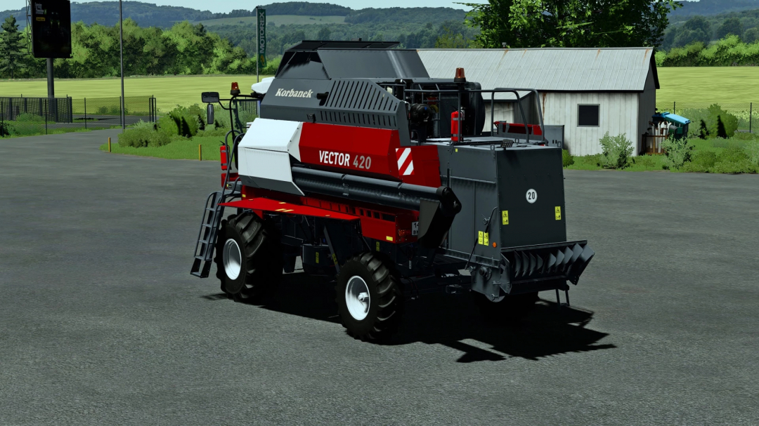 Farming Simulator 22 mod: Vector 420 v1.0.0.0 forage harvester in a farm setting.