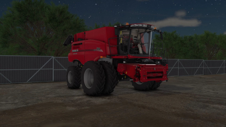fs25-mods,  Farming Simulator 25 mod: Case IH Axial-Flow 250 Series combine harvester at night, detailed farming equipment for FS25 mods.