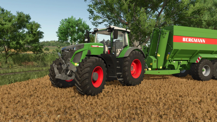 fs25-mods, Fendt 900 Vario Series tractor with Bergmann grain cart, part of FS25 mods in Farming Simulator 25.