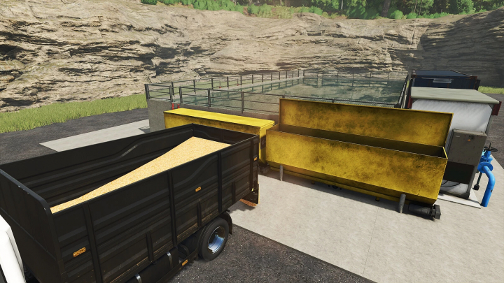 fs25-mods, Farming Simulator 25 mods featuring fish farming equipment, including tanks and containers from Fish Farming v1.0.0.1 mod for FS25.