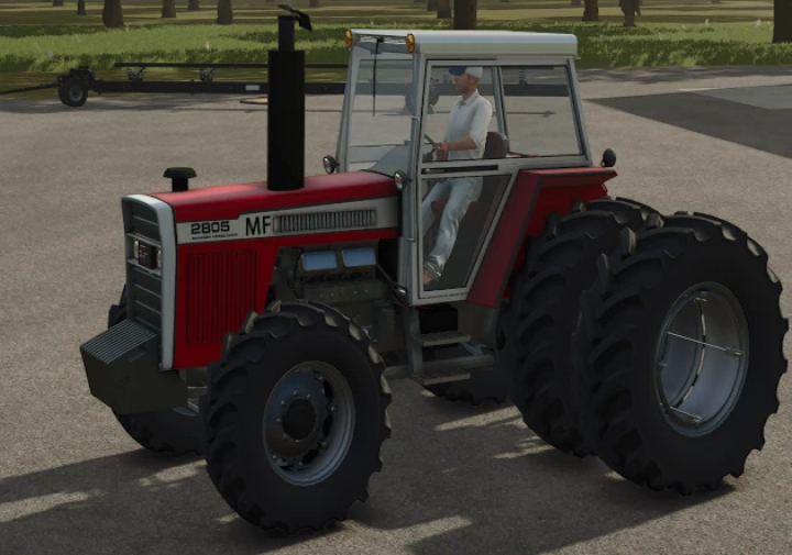 fs25-mods, Farming Simulator 25 mod: Massey Ferguson 2800 Tractor Edit v1.0.0.0, red tractor with a driver in a glass cab, large off-road tires, in a farm setting.