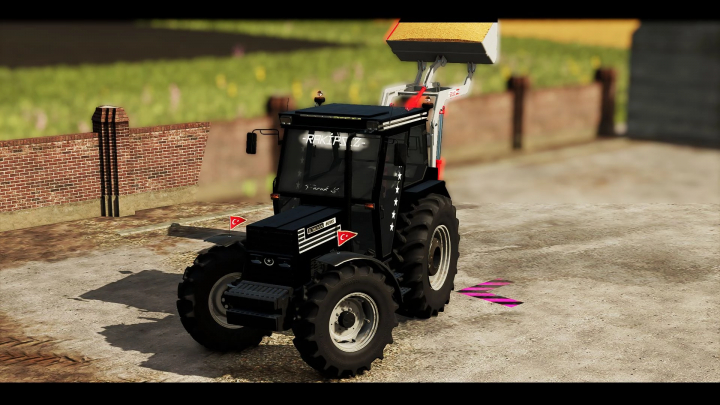 fs25-mods,  Farming Simulator 25 mod: Tümosan 8095 tractor with Turkish flags and a front loader, showcased on a farm environment.