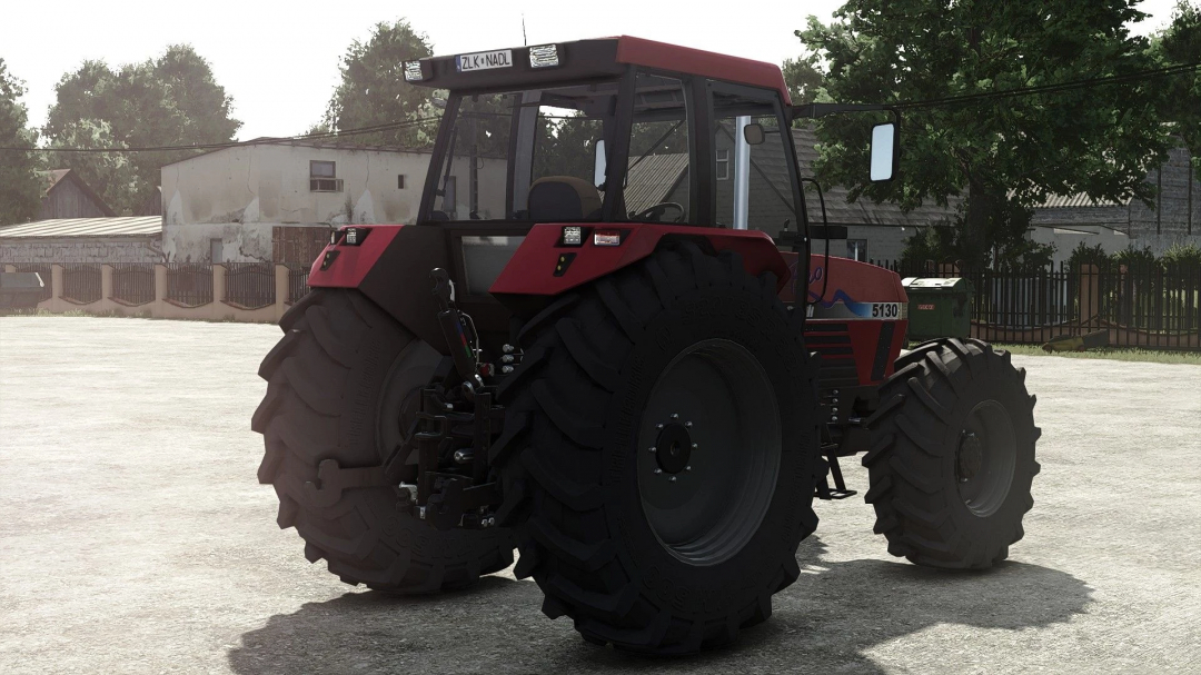 Farming Simulator 25 mod featuring the Case IH Maxxum 5100 Series tractor with large tires, in-game for Farming Simulator 25.