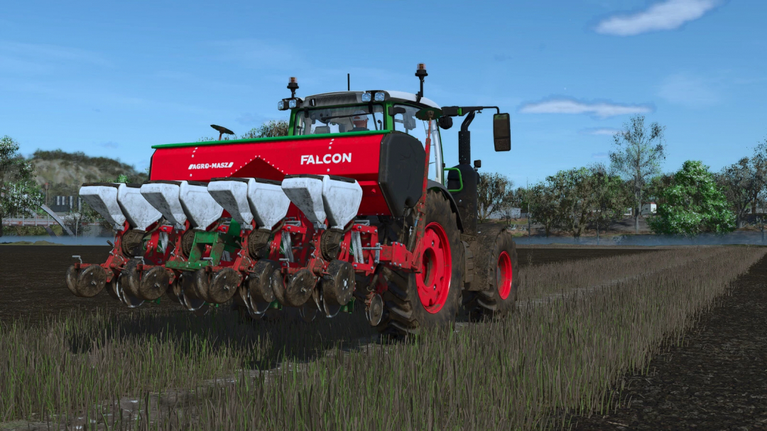 Farming Simulator 25 mod: Falcon3 Seeder v1.0.0.0 planting seeds in a field.