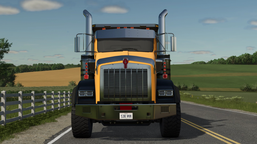 Farming Simulator 25 mod featuring the Kenworth T800 Dumper, a powerful heavy-duty truck for transporting materials.