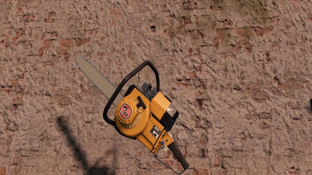 Chainsaw on a brick wall, part of FS25 mods, Farming Simulator 25 mods, Lizard PSx90 Pack.