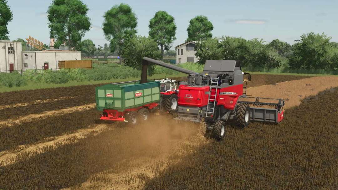 Farming Simulator 25 mod: Large combine harvester harvesting crops on Rottumer Island in FS25.