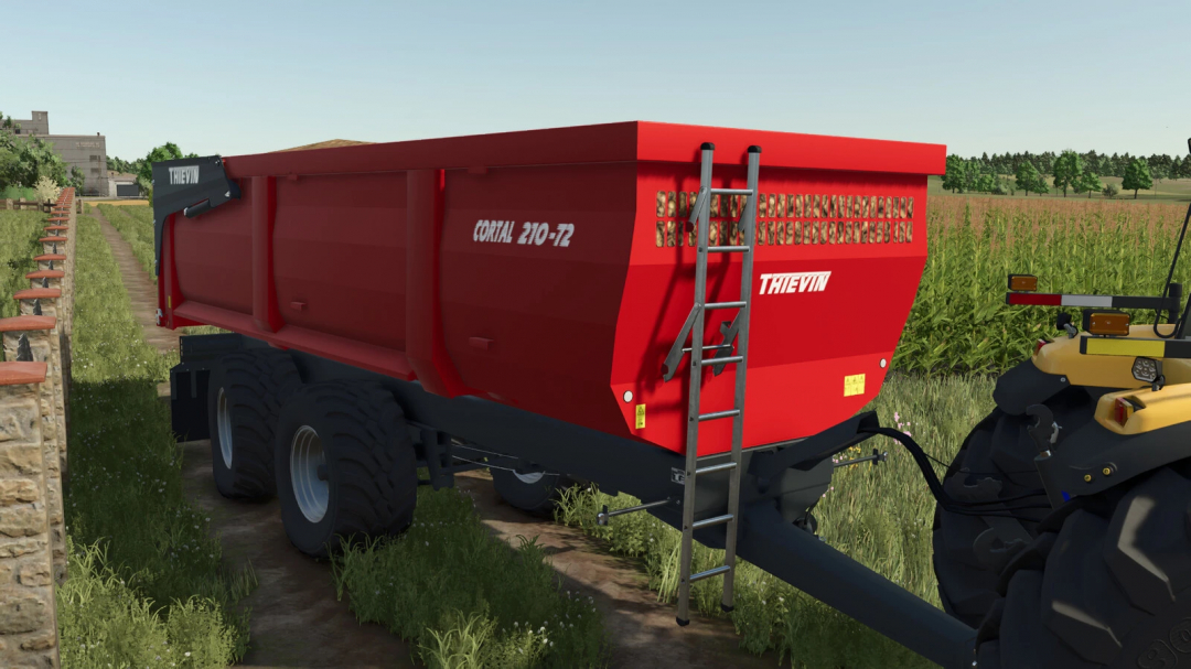 Farming Simulator 25 mod: Thievin CORTAL 210-72 agricultural trailer with ladder, designed for Farming Simulator 25.